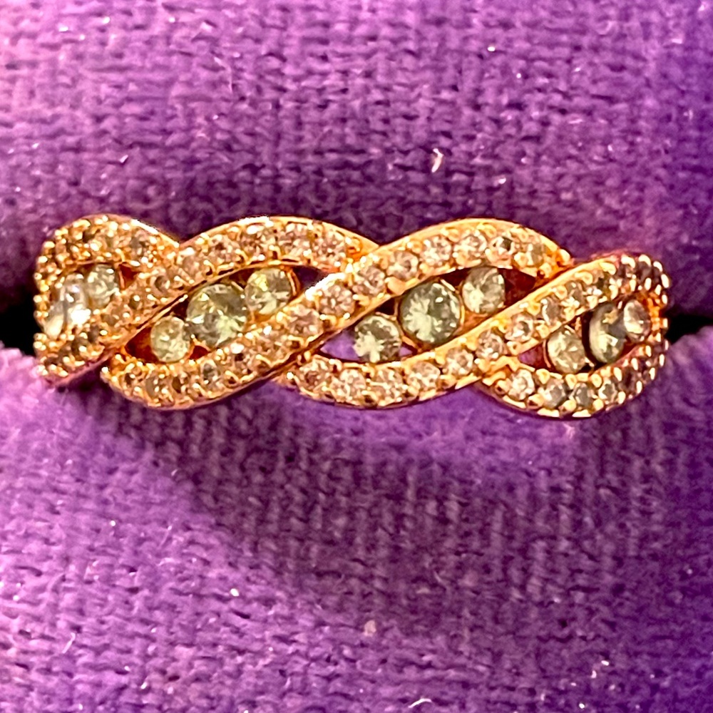 Ring Bomb Party RBP Rose Gold Aquamarine Band Sz8 NWOT